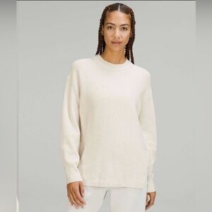 Lululemon Merino Wool-Blend Ribbed Crewneck Sweater | White Opal | Size 20